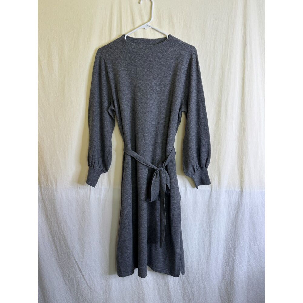 Girl With Curves Midi Regular Crew Neck Sweater Dress Heather Gray Size PM